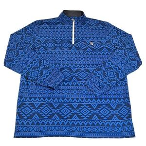 Rhoback 1/4 Zip Pullover Men's L Blue Aztec Golf Performance